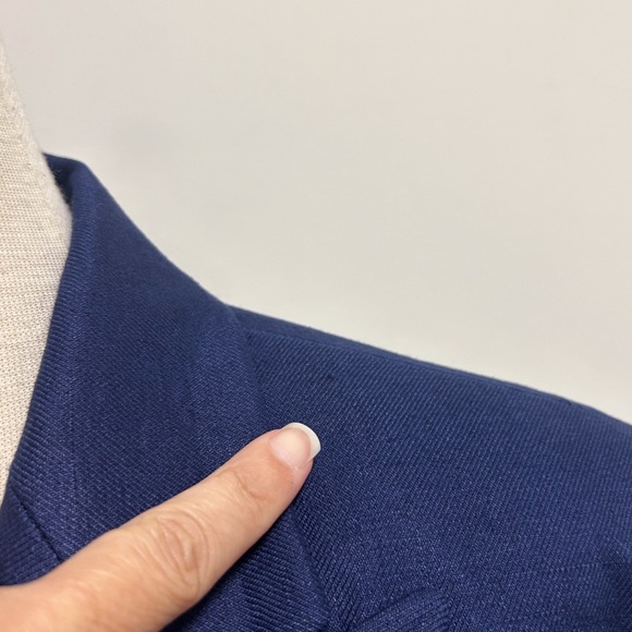 Lauren Ralph Lauren True Navy Blue Linen Double Breasted Provence Blazer 10 NWT - Picture 13 of 13